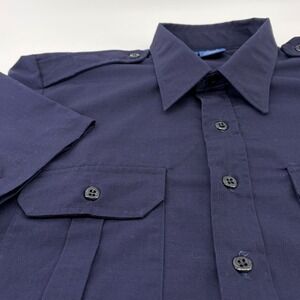 Propper Uniform Shirt Mens L Large‎ Navy Blue Short Sleeve Button Up Work